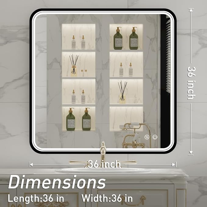 36X36 Inch Black Frame Bathroom