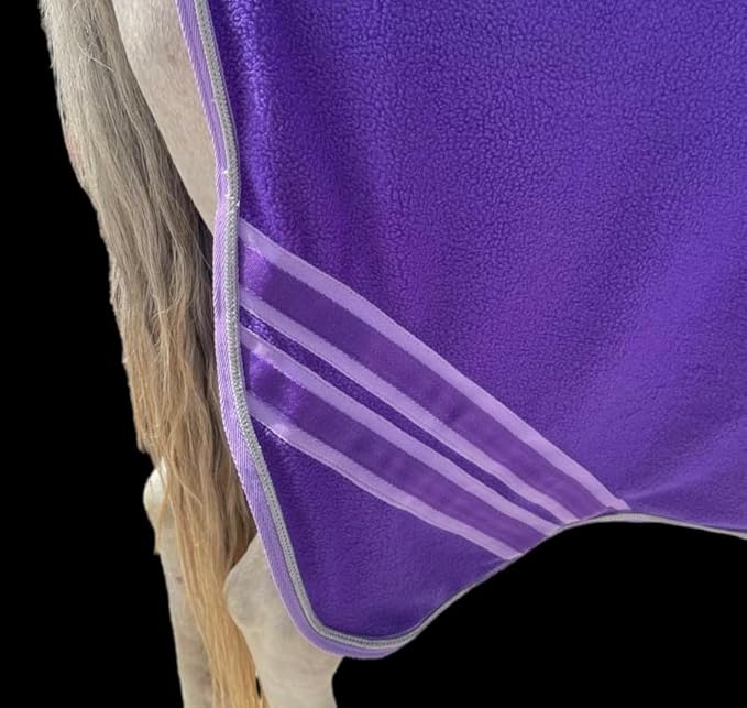 Majestic Ally Anti Pill Fleece Horse Blanket/Sheet with Silver Braided Rope (Purple, 70)