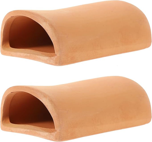 Amosfun Aquarium Tank Decoration Pottery Fish Hiding Shelter Breeding Cave for Shrimp Goldfish 2 x 4.7 x 1.6 Inch, 2 Pack