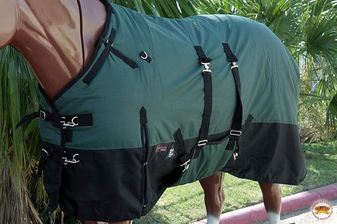 HILASON 1200D Winter Waterproof Poly Horse Turnout Blanket Belly Wrap Green | 78 in