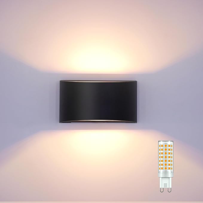 KICAAO Modern LED Wall Sconce, Warm White 3000K, Hardwired Indoor Black Wall