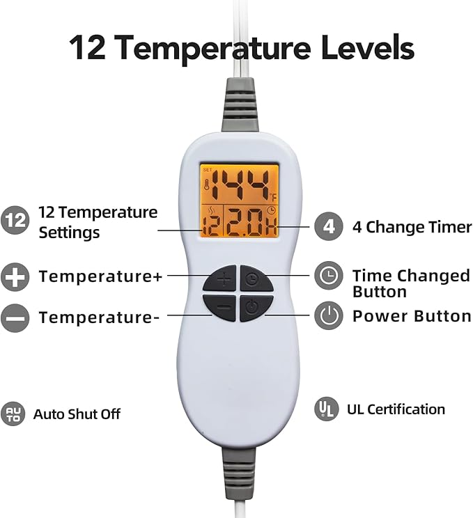 Ambershine 19''x24'' Weighted Neck & Shoulder Heating Pad, 2.5lbs with 12 Temperature Settings& 4 Auto-Off Timers, Pain Relief for Neck/Shoulder/Back, Christmas Gifts for Women Men Mom Dad(Light Gray)