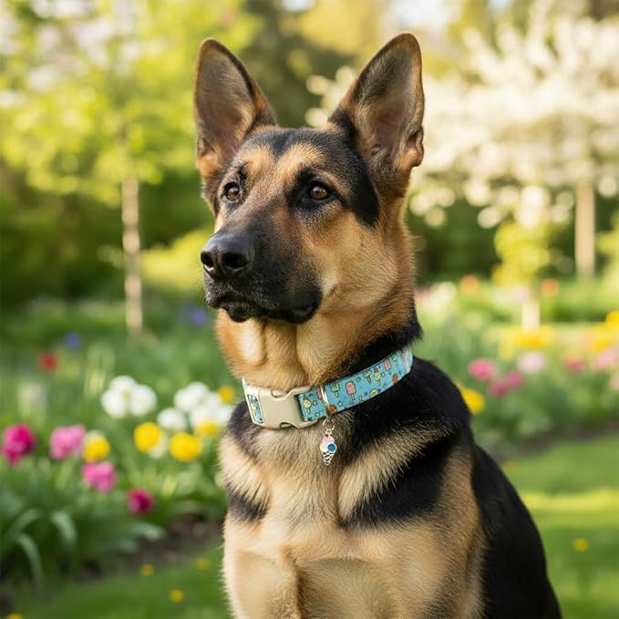 Dog Collars for Extra Small & Small Dogs, XS Dog Collar with Cute Ice Cream Print, Spring Summer Adjustable Puppy Collar with Adorable Charm and Quick Release Buckle, XS