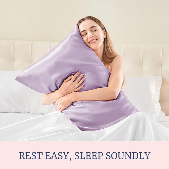 BEDELITE Satin Pillowcase for Hair and Skin, Super Soft and Cooling Similar to Silk Pillow Cases 2 Pack with Envelope Closure, Gift for Women Men(20"x40" King Size, Lavender)
