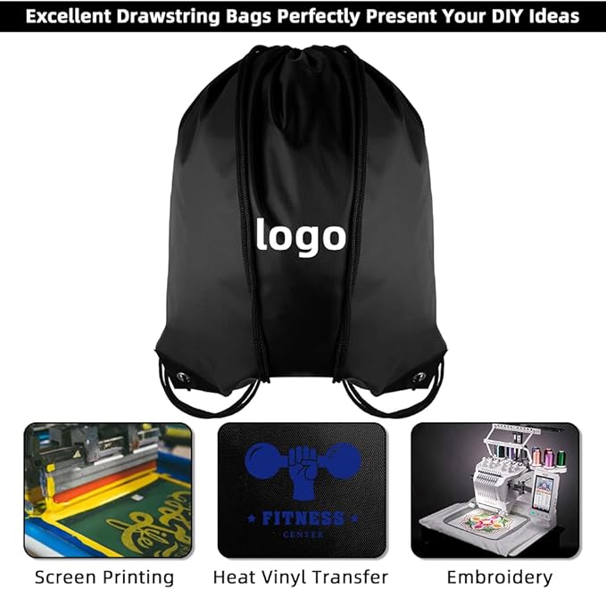 GoodtoU Drawstring Bags - 20 Pcs Bulk Gym Sacks, Cinch Backpacks for Women & Men, Black