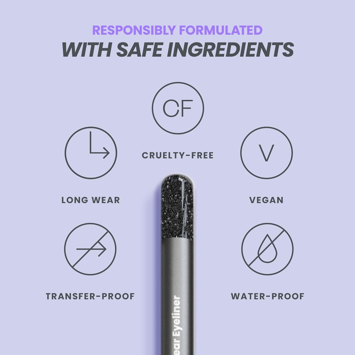 Wonderskin Eyeliner Pencil, 1440 Longwear Black Glitter Eyeliner Pencil - Waterproof, Sharpenable & Smudge Proof