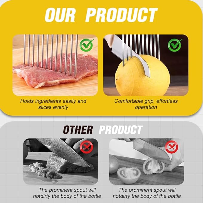 2026 New Stainless Steel Onion Slicer Holder, Onion Holder for Slicing, Lemon Slicer Vegetable Cutter, Chopper Slicing Assistant Tool for Meat, Onion, Potato, Tomato Home Kitchen Tools (Black-B)