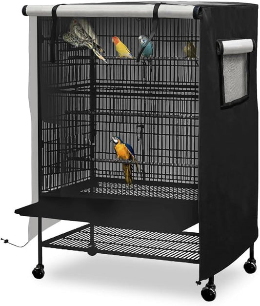 Universal Bird Cage Cover, Dark Colored Drape for Animal Crate, Waterproof & Washable Night Cover for Cages, Distraction and Light Eliminator for Mink, Totoro, Parakeets, Parrot (XL - 38”L×23”W×51”H)
