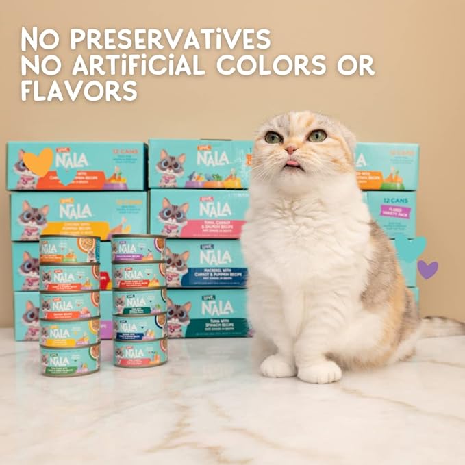LOVE, NALA - Natural Adult Cat Wet Food - Pate Chicken with Carrot & Pumpkin Recipe- Grain Free, Non-GMO, Lean Protein, Digestive Fiber Blend, Added Minerals & Vitamins - 12 Pack 2.4 lbs.