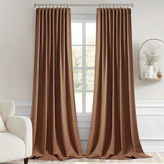 MIULEE Back Tab Blackout Curtains 96 Inch Long 2 Panels Set