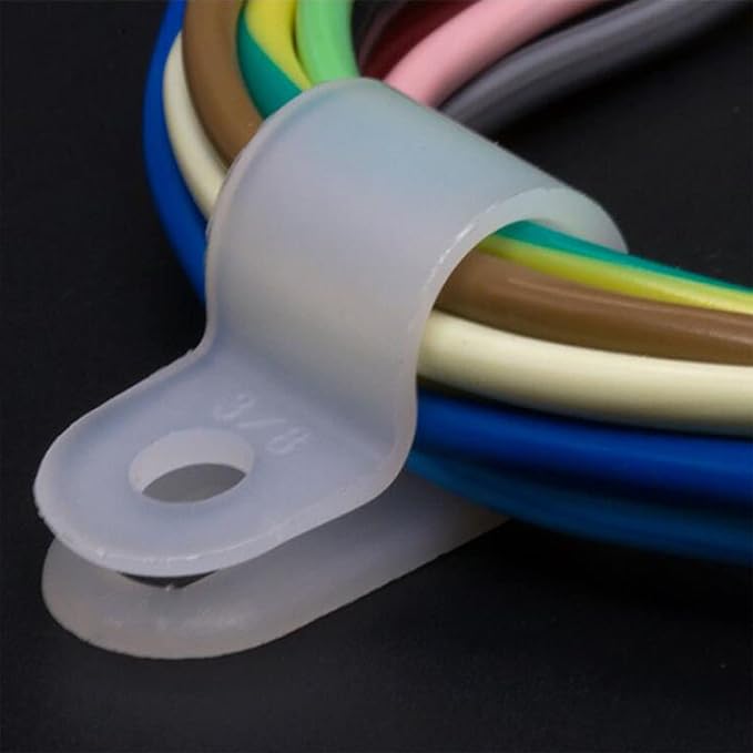 200pcs White Nylon R-Type Cable Clamp Fastener 1/2 Inch Plastic Wire Clips Clamps Fasteners Assortment for Cable Conduit