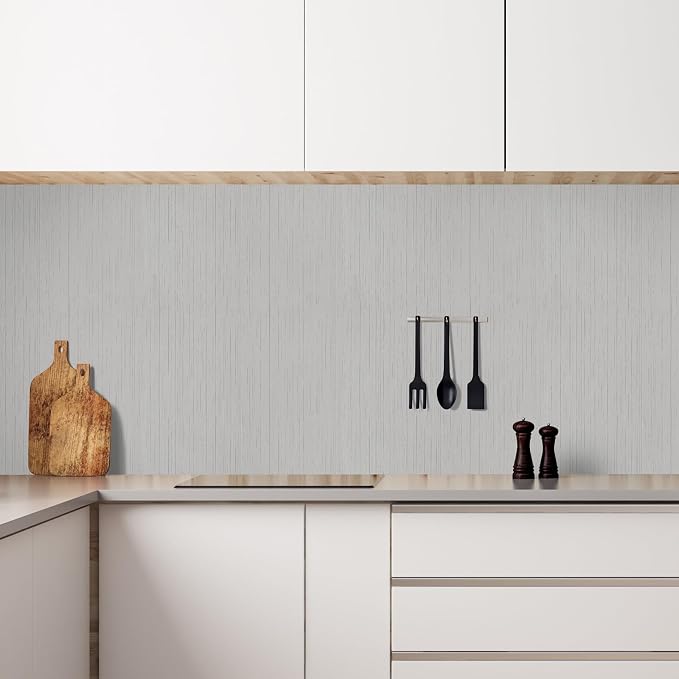 Grey Grasscloth Peel and Stick Wallpaper 15.7" X 120" Textured Self-Adhesive