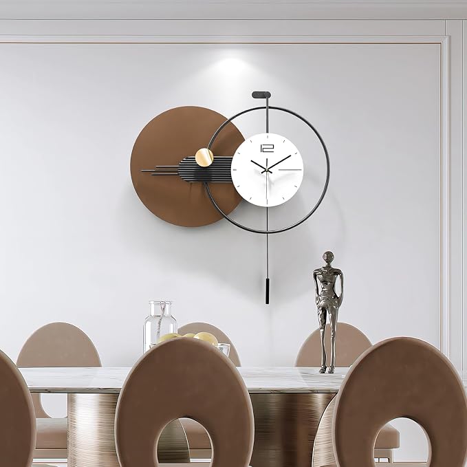 Large Modern Wall Clock for Living Room, Decorative Silent Battery Operated