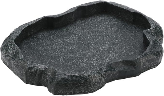 Ejoyous Reptile Water Dish, ABS Reptile Rock Reptiles Feeding Food Bowl Water Dish, Reptile Terrarium Decor Accessories for Tortoise Lizard Turtle Frog Leopard Gecko (M)