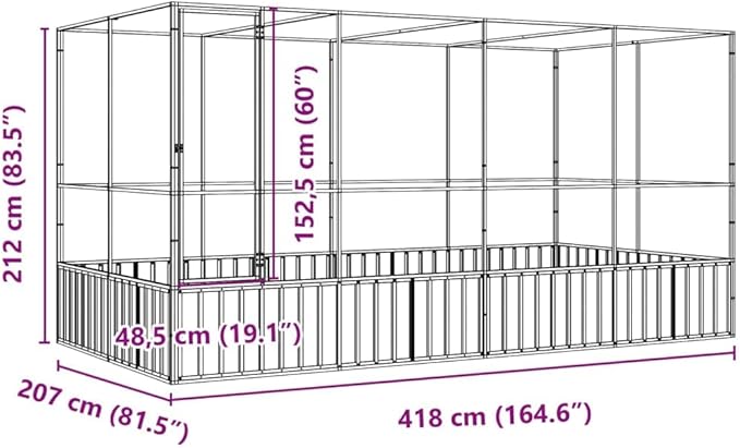 Large Bird Aviary with Extension, Outdoor Galvanized Steel Bird Cage, Galvanized Steel Outdoor Bird Aviary, Mesh Fence Bird House for Small Animals, 164.6"x81.5"x83.5"
