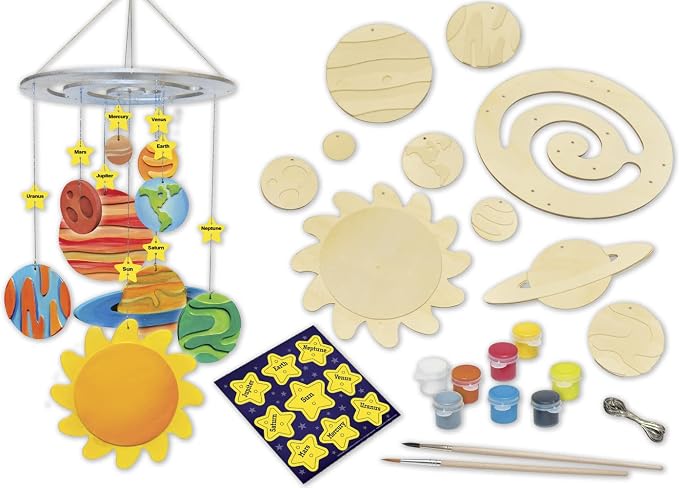 Works of Ahhh... Craft Set - Solar System Mobile Classic Wood Paint Kit