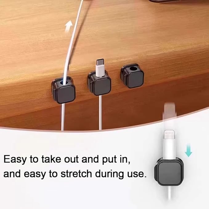 6 Pack Cord Organizer Holder, Office Desk Accessories Desk Cable Management Magnetic Easy Open,Organize Phone Charging Cords Wire Holder Organizer Neatly for Office Car Desk Nightstand(Black)