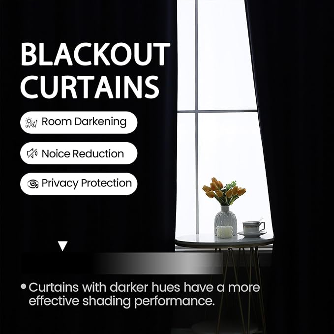 Black Out Curtains for Bedroom Windows 52 x 90 Inch Long 2 Panels