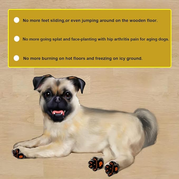 Dog Paw Pads Anti-Slip Grips,Dog Paw Protectors for Senior Dogs on Hot Pavement,Provides Traction to Keep Them from Slipping on Smooth Floors 20 sets-80 Pads Black XL