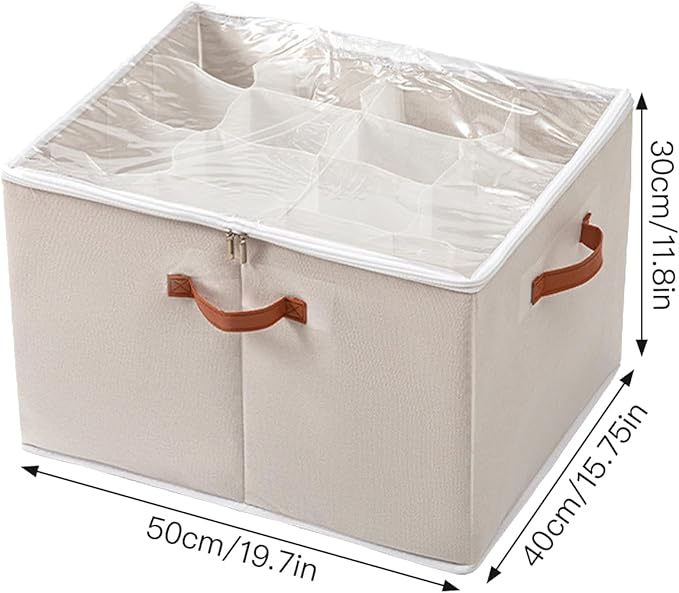 2 Pack Shoe Organizer for Closet - under bed storage shoe organizer with Adjustable Dividers and Clear Cover, Stackable shoe rack Fit 16 to 32 Pairs for dorm room essentials (Black, 16 grids)