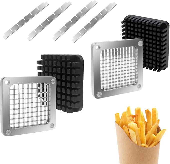2Pcs Replacement Chopper Blade,1/4''&3/8''Commercial Vegetable Chopper Dicer Stainless Steel Blade and Pusher Block for Fruit Cutting Machine Tomato onion French Fries Cutter