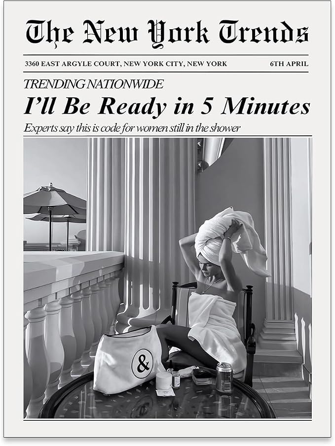 Vintage Newspaper Wall Art Trendy Black and White Aesthetic Posters Funny I'll