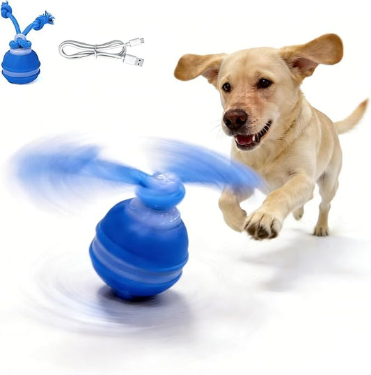 Interactive Dog Toys ，2026 upgraded motion-sensing pet toy ball, interactive dog toy ball with 360° intelligent automatic rolling. Built-in bird chirping attract dogs and keep them playing (blue)