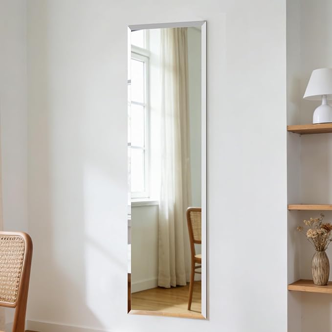 Frameless Mirror Full Length 51"x16" | Wall Mount Mirror Full Length Beveled