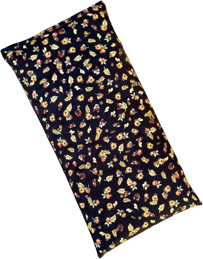 Large Microwave Heating Pad with Flax Seed, Scented or Unscented, Good for Back Pain or Cramps, Moist Heat Therapy or Ice Pack, Microwavable Bean Bag, 6" x 12" (Black Floral, Peppermint & Chamomile)