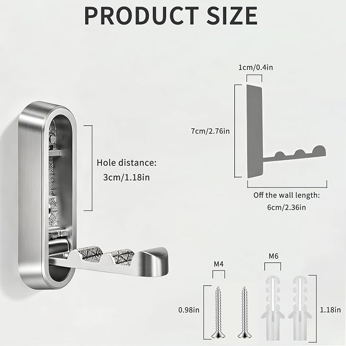 4PCS Foldable Wall Hooks, Flip Down Design