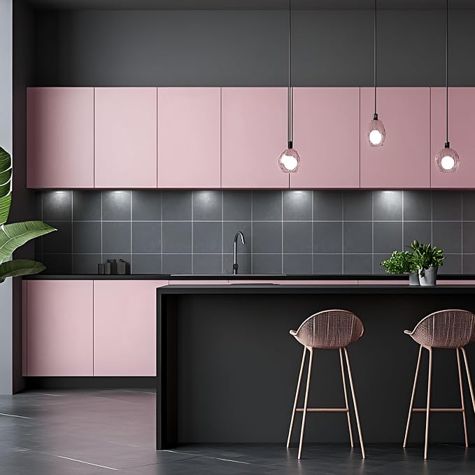 FUKU MON Soft Pink Peel and Stick Wallpaper 24" x 394" Solid Matte Textured