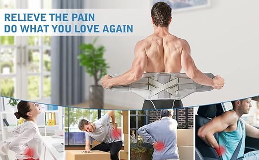 Back Brace for Lower Back Pain Relief - Back Support Belt for Women & Men, Lower Back Brace for Herniated Disc, Sciatica. Removable Stays for Lower Back Support with 2 Different Hardness Sets