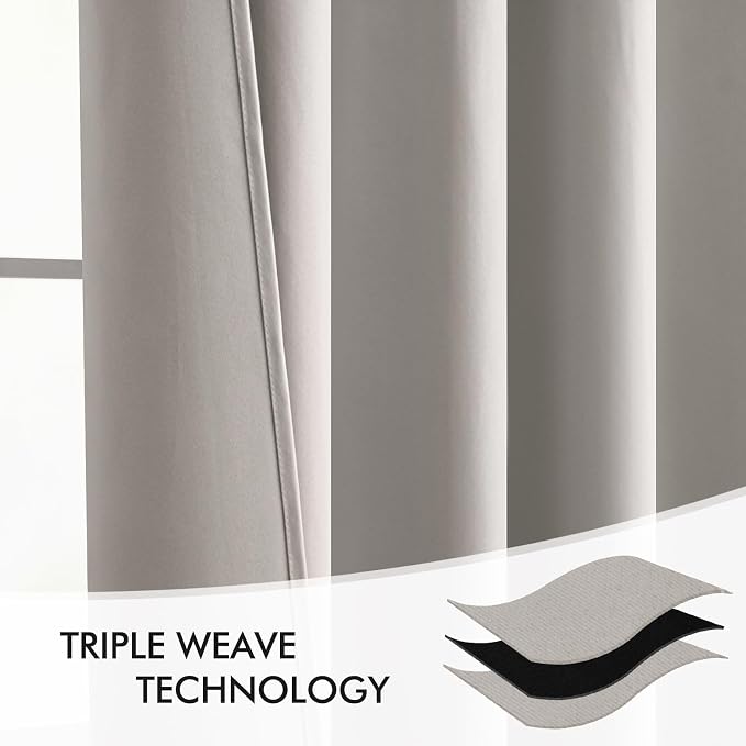 MIULEE Stone Back Tab Blackout Curtains 90 Inches Long 2 Panels Set