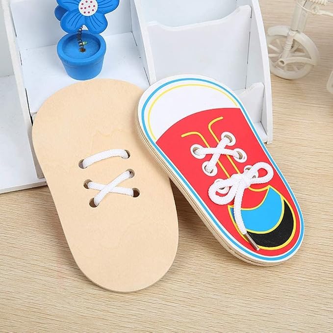 JJLFresheners Shoes Learning Kits Learn to Tie Your Own for Practical Learning for Training Board Toddler Early Wooden Threading Lacing Shoes
