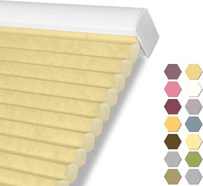 Persilux Light Filtering Cellular Shades Cordless Honeycomb Window Shades Bottom Up Dirt Proof Privacy Window Blinds for Windows, Bedroom and Living Room, Beige, 45" W x 72" H