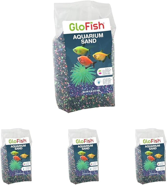 GloFish Aquarium Sand 5 Pounds, Black with Highlights, Complements Tanks and Décor, (AQ-78485) (Pack of 4)