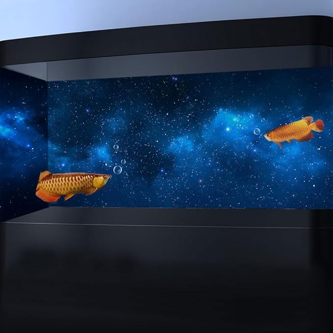 36X20IN Starry Aquarium Background, Art Starry Fish Tank Decorations Background, with 8 EVA Double-Sided Tape
