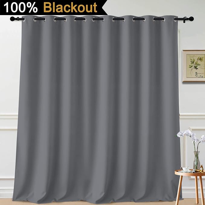 Yakamok 100% Blackout Thermal Insulated Grommet Curtains, Noise Reducing