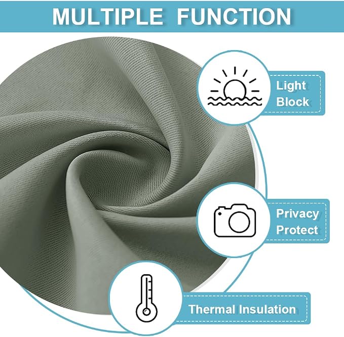 RYB HOME Blackout Curtains for Bathroom, Thermal Insulated Light Block Small