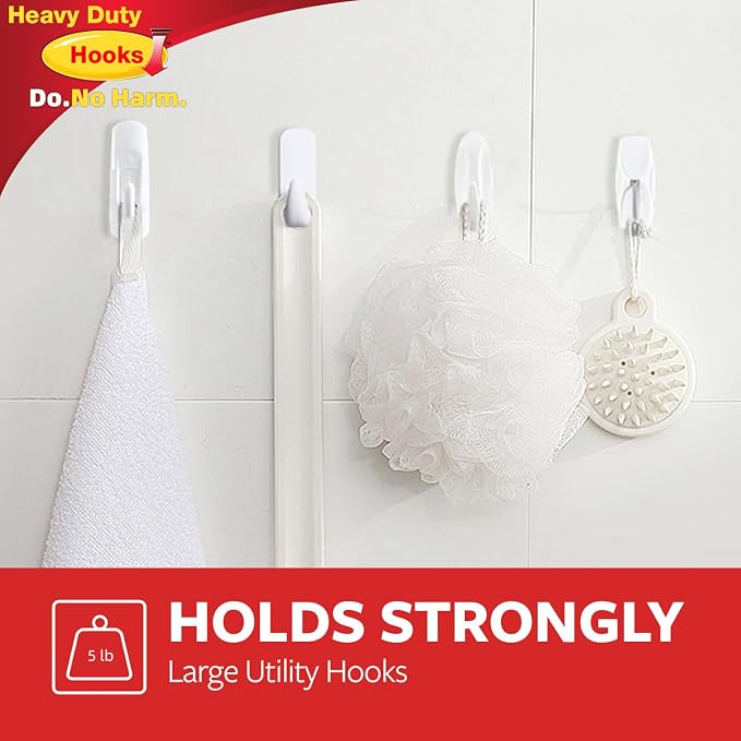Utility Wall Hooks for Hanging Large 10 Hooks, Damage Free Hanging Wall Hooks