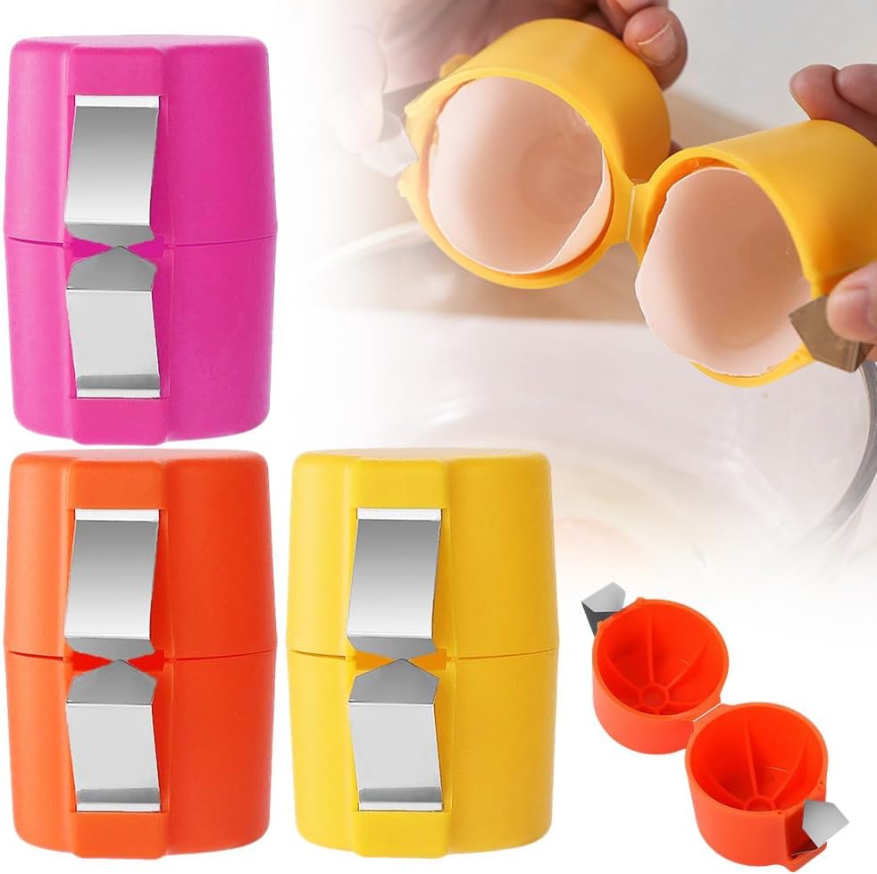 Stainless Steel Egg Shell Opener, 2025 New Egg Shell Cutter Egg Shell Separator for Raw Eggs Gadgets, Multifunctional Egg Cutter Egg Cracker Separator for Home Kitchen (Red)