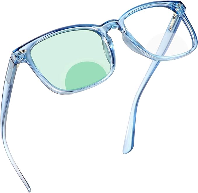 YEIN Bifocal Reading Glasses with Blue Light Blocking Lenses, Bifocal Reader for Women and Men, Vintage Square frame with Spring Hinge (+0.00/+1.50 magnification)