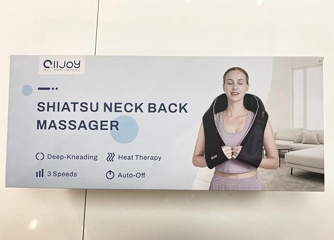 ALLJOY Neck Massager for Pain Relief Deep Tissue with Heat, 3D Kneading Shiatsu Neck and Back Massager for Shoulder Full Body Home Office Car Use, Christmas Gifts for Dad Men Mom Women