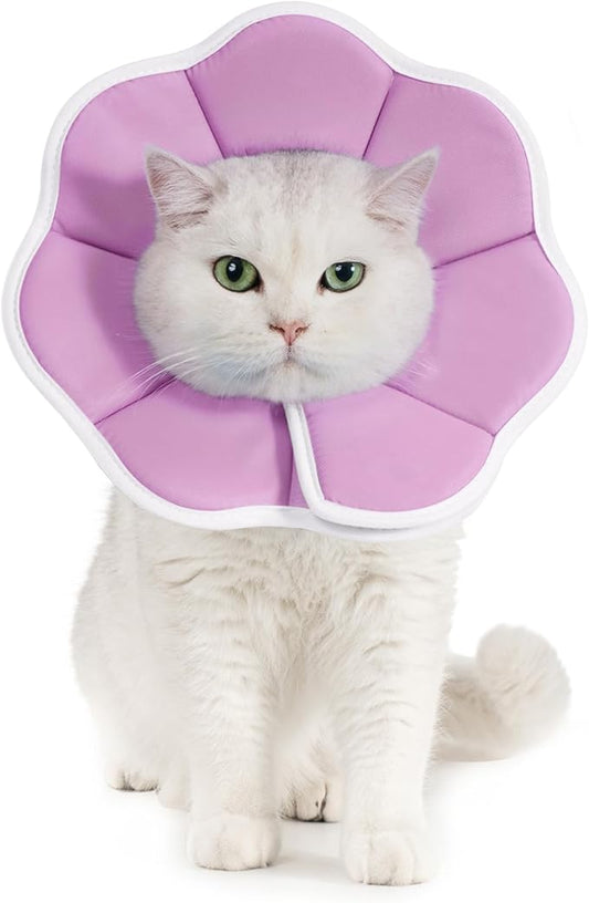 Avont Soft Cat Recovery Cone Collar, Adjustable Lightweight Kitten E-Collar for Small Dogs, Comfortable Neck Donut Stop Licking Scratching After Surgery -Purple(M)
