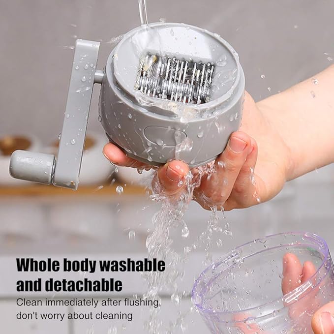Manual Nut Chopper, Portable Nut Grinder Hand Crank for All Nuts Walnut Pecans, Food Chopper Garlic Cutter Hand Crank Food Shredder Cutter Mincer Blender Kitchen Tool(Grey)
