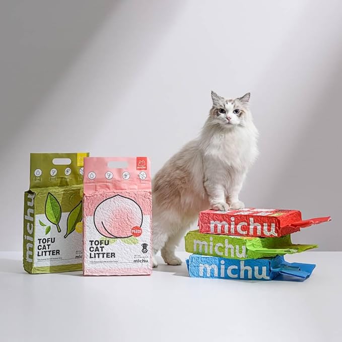 Tofu Cat Litter Natural Clumping Tofu Cat Litter, Fast Clumping and Easily Scoop-able 5.5lb/88oz 5 Scents - Original, 8 Pack