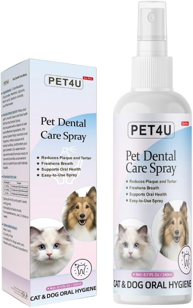 Dog Breath Freshener, 8 oz - Fights Plaque, Tartar & Bad Breath - Gentle Gum Care & pH Balance - Dog Dental Care for Cat and Dog - No-Brush Solution