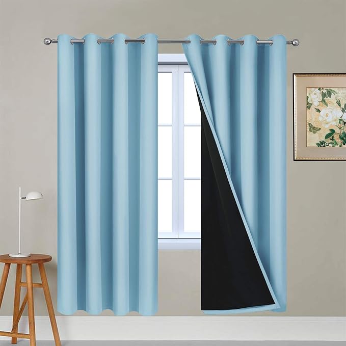Yakamok 100% Blackout Lined Panels, Thermal Insulated Blackout Curtains
