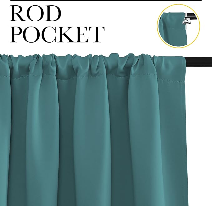 NICETOWN Kitchen Curtains, Sea Teal, Short Blackout Curtains & Drapes, Thermal
