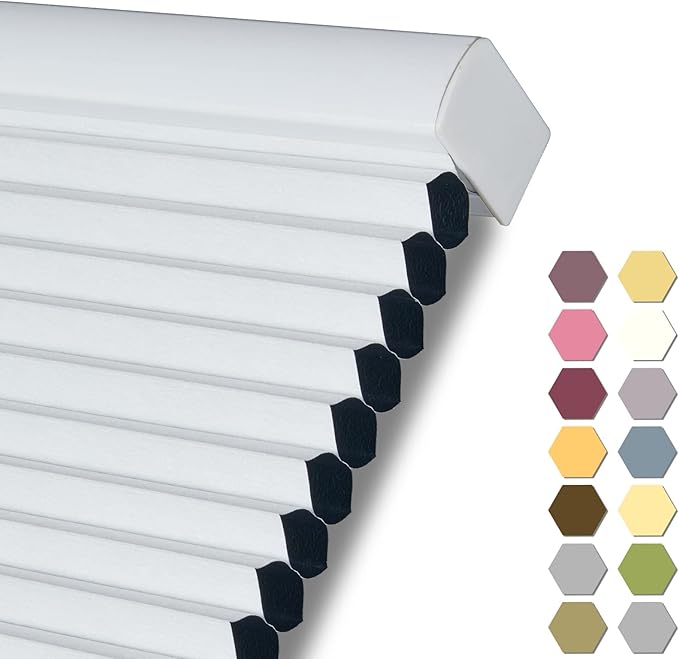 Persilux 100% Blackout Cordless Cellular Shades & Blinds Honeycomb Blinds Bottom up Thermal Insulated Window Shades for Home, Windows and Kitchen, White, 61" W x 80" H